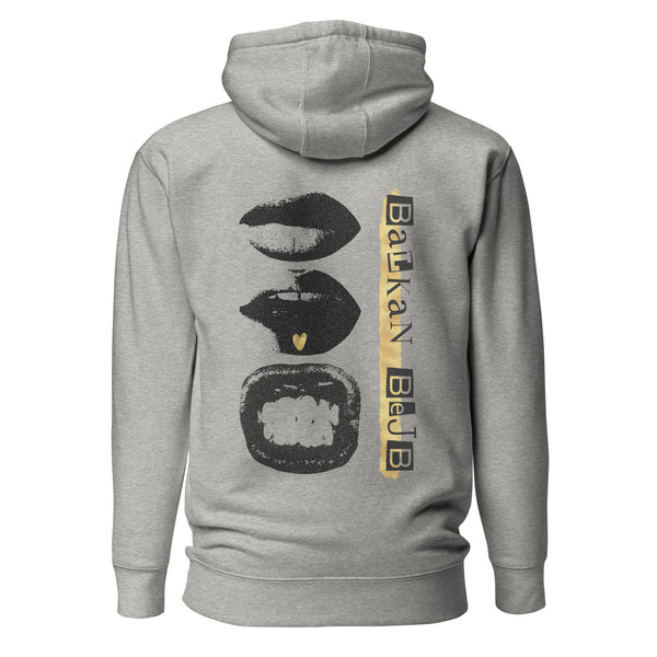 Hoodie Women - BALKAN BEJB in grey, back view, NASHE Balkan hoodie