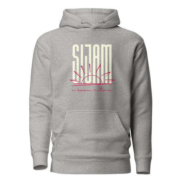 Hoodie Women - Sijam u svom ritmu in grey, front view, NASHE Balkan hoodie