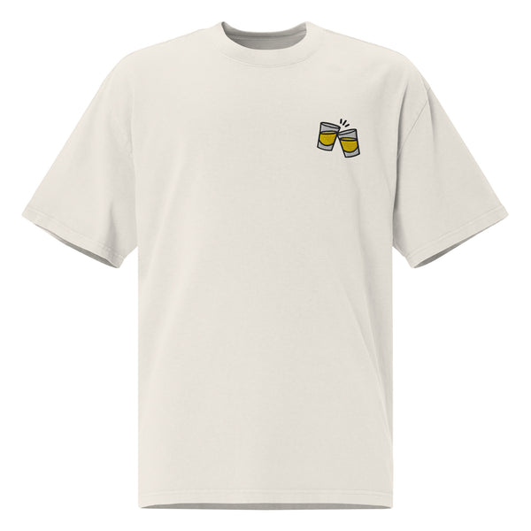Oversized faded t-shirt - Rakijica in faded bone, front view, NASHE Balkan T-shirt