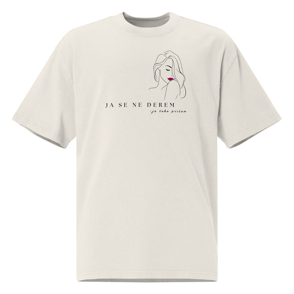 Oversized faded t-shirt women - ja se ne derem ja tako pričam in faded bone, front view, NASHE Balkan T-shirt