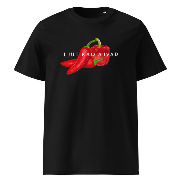 T-Shirt Men - Ljut kao ajvar in black, front view, NASHE Balkan T-shirt