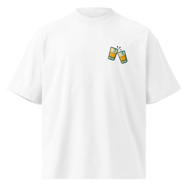 Organic oversized high neck t-shirt - Živeli. in white, front view, NASHE Balkan T-shirt