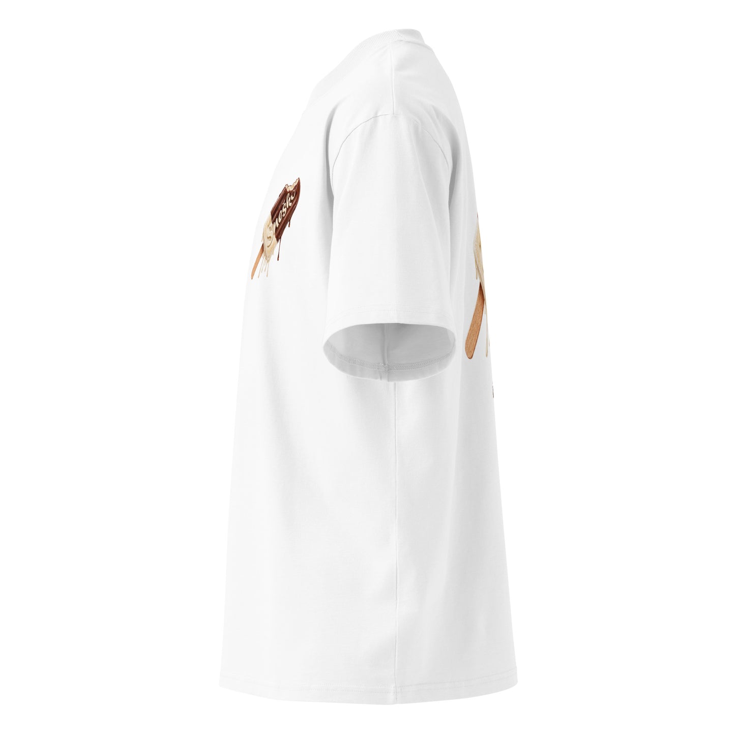 Organic oversized high neck t-shirt - Sneško in white, NASHE Balkan T-shirt