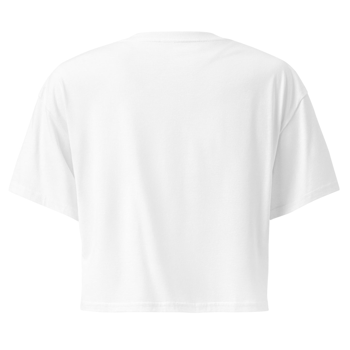 Women’s crop top - vitamin more in white, back view, NASHE Balkan crop top