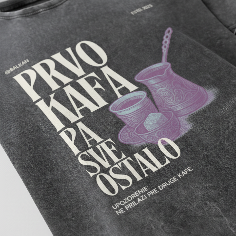 Denim T-Shirt Women - prvo kafa pa sve ostalo - NASHE