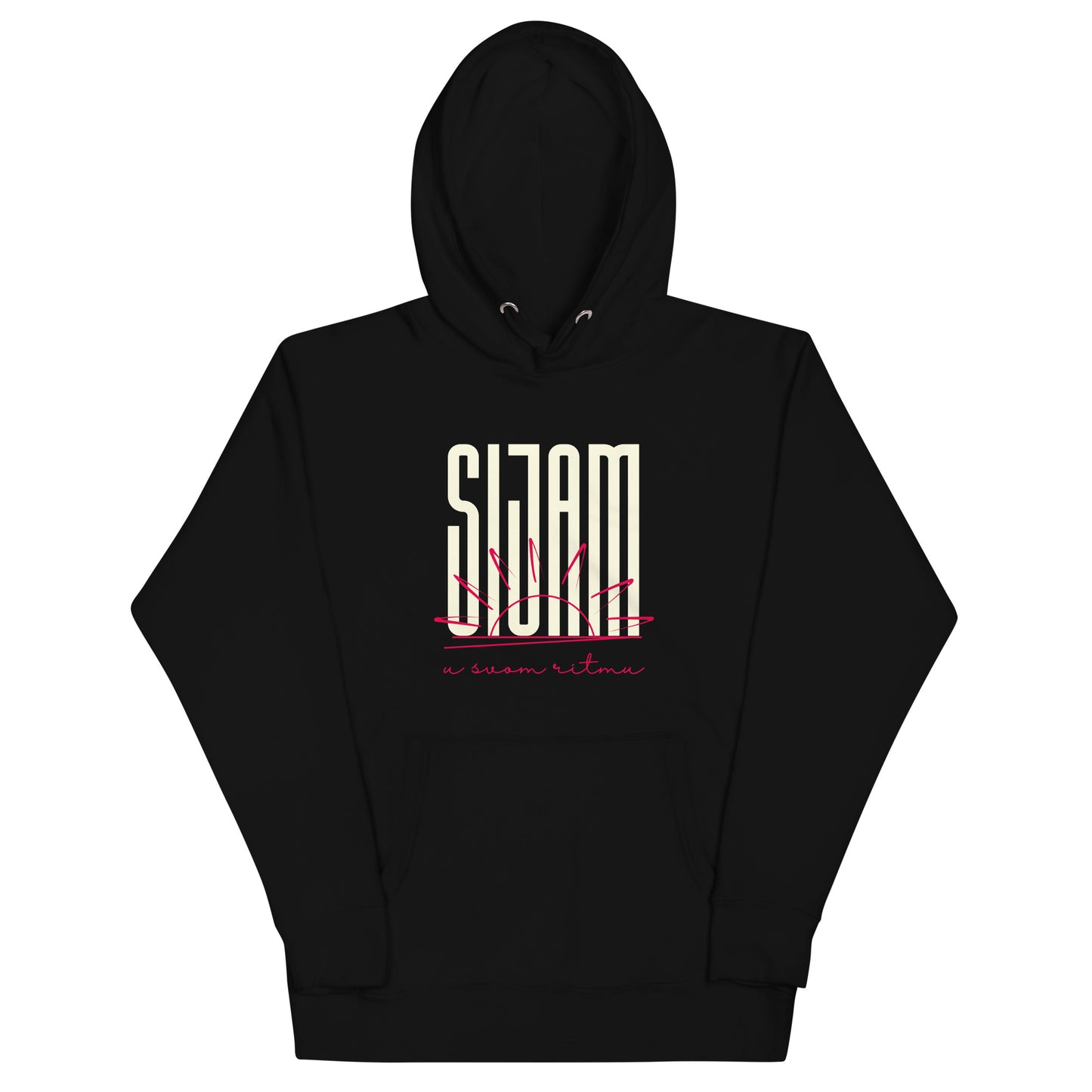 Hoodie Women - Sijam u svom ritmu in black, front view, NASHE Balkan hoodie