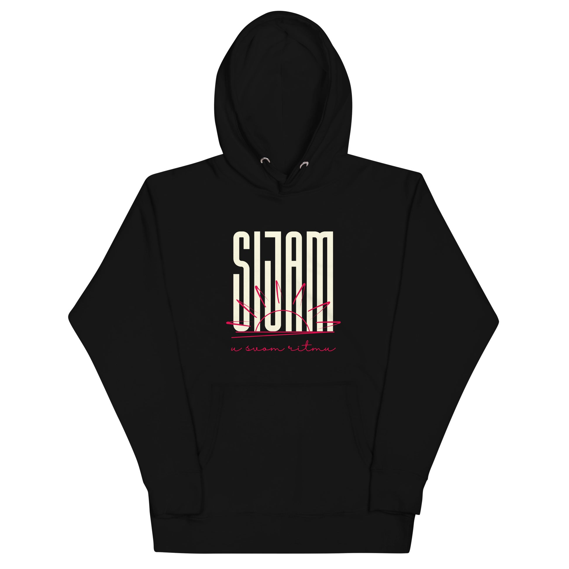 Hoodie Women - Sijam u svom ritmu in black, front view, NASHE Balkan hoodie