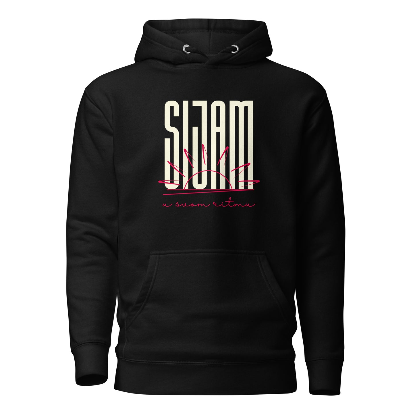 Hoodie Women - Sijam u svom ritmu in black, front view, NASHE Balkan hoodie