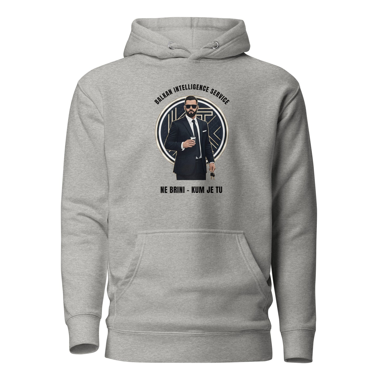 Hoodie Men - Kum in grey, front view, NASHE Balkan hoodie