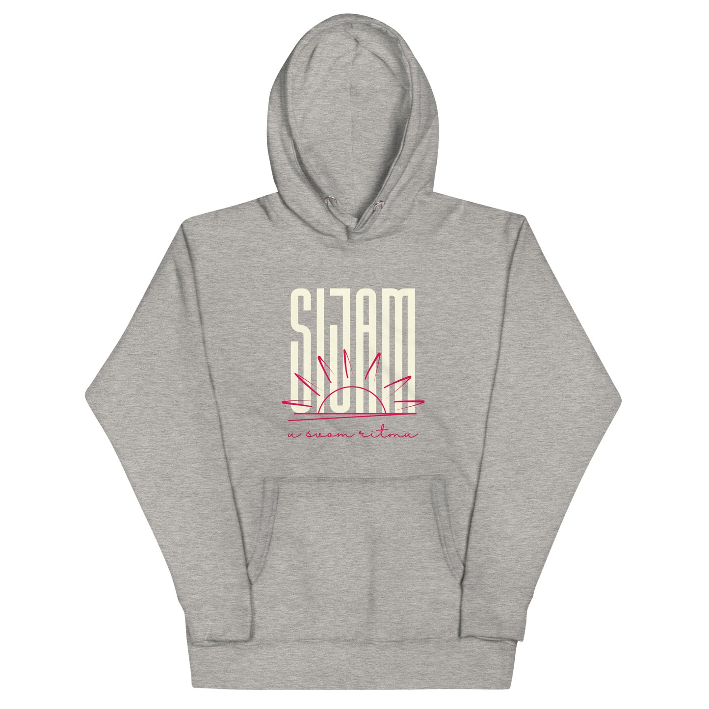 Hoodie Women - Sijam u svom ritmu in grey, front view, NASHE Balkan hoodie