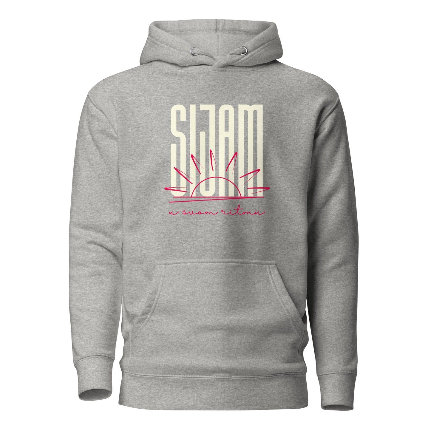Hoodie Women - Sijam u svom ritmu in grey, front view, NASHE Balkan hoodie