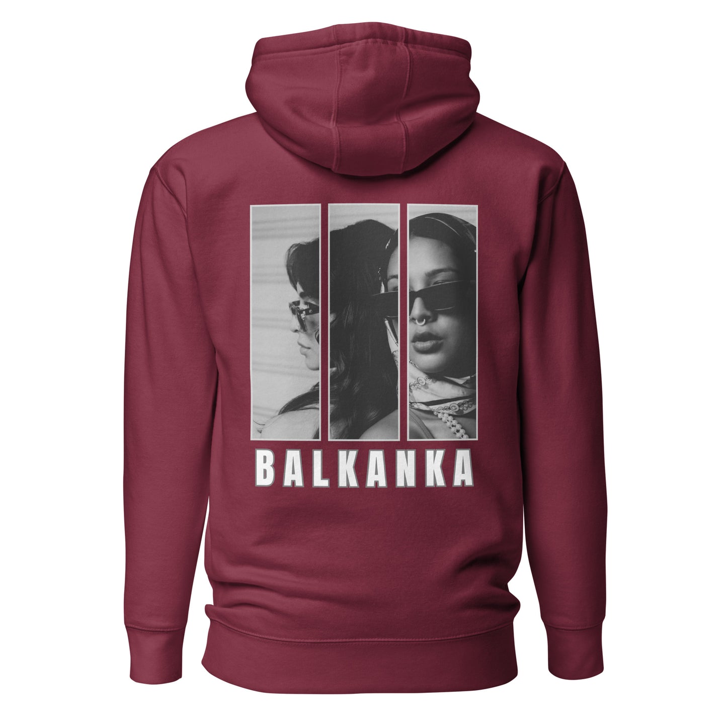 Hoodie Women - Balkanka in maroon, back view, NASHE Balkan hoodie