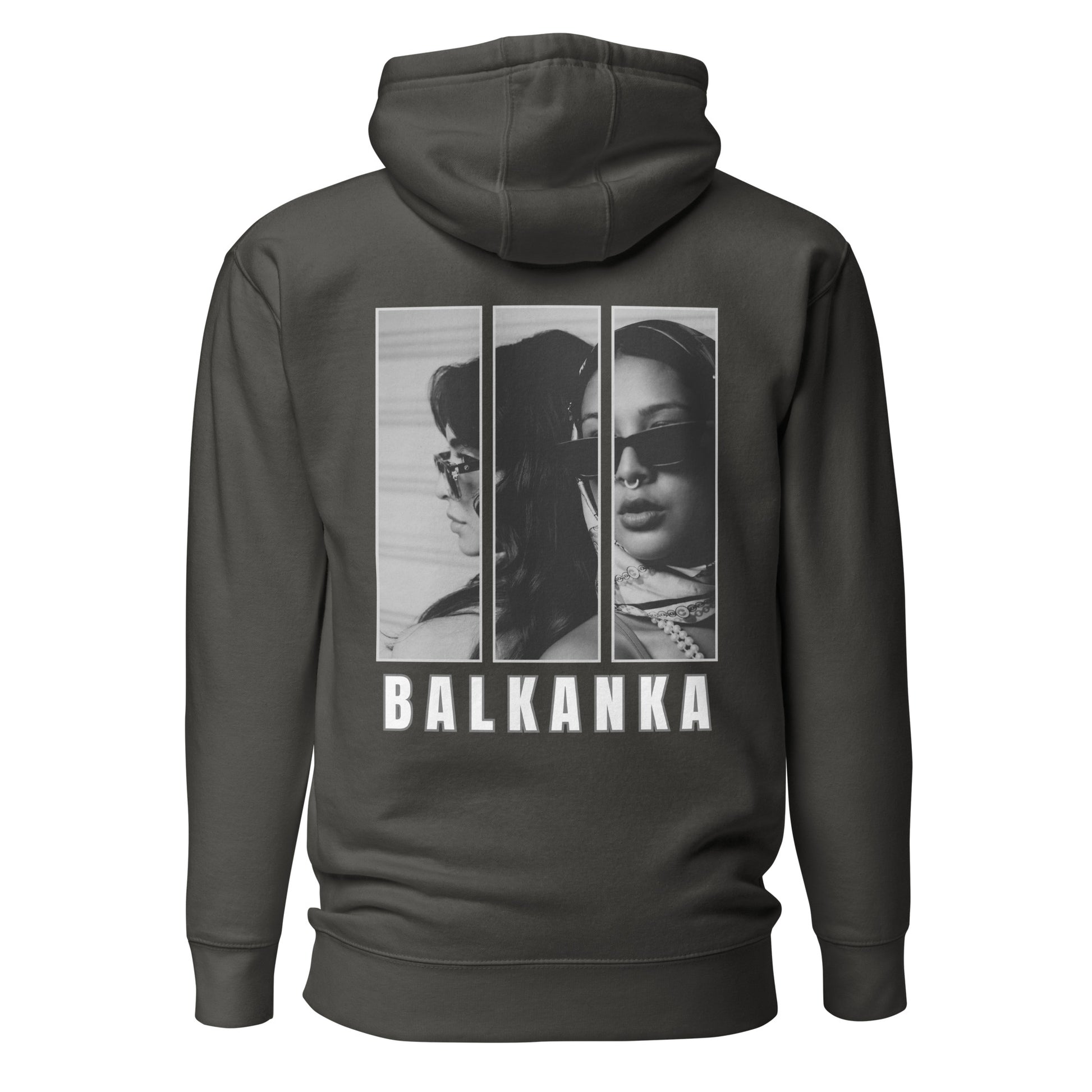 Hoodie Women - Balkanka in black, back view, NASHE Balkan hoodie