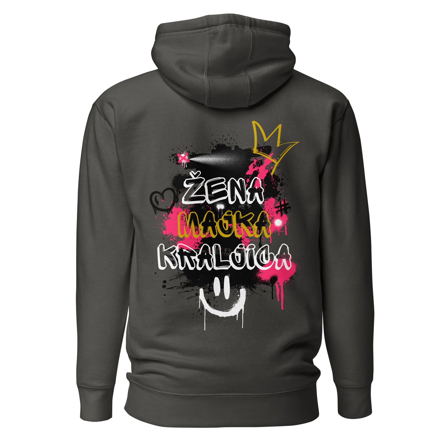 Hoodie Women - Women in black, back view, NASHE Balkan hoodie