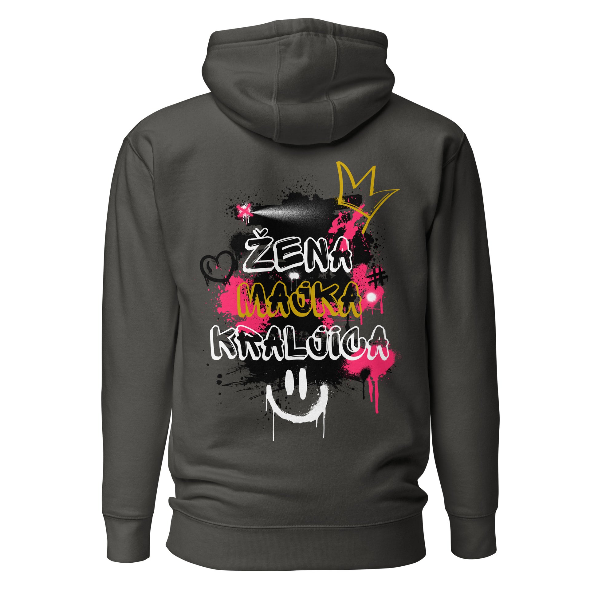 Hoodie Women - Women in black, back view, NASHE Balkan hoodie