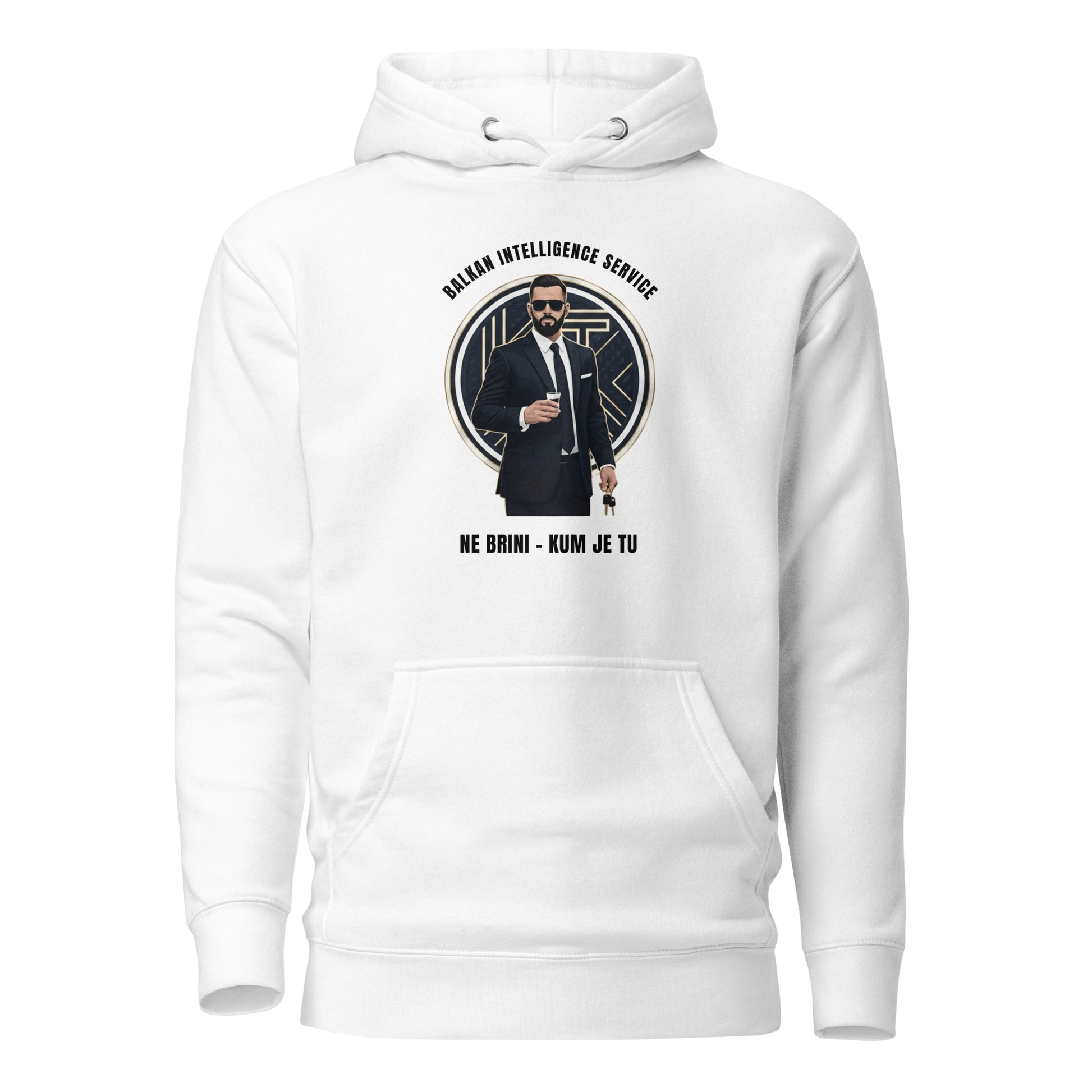 Hoodie Men - Kum in white, front view, NASHE Balkan hoodie