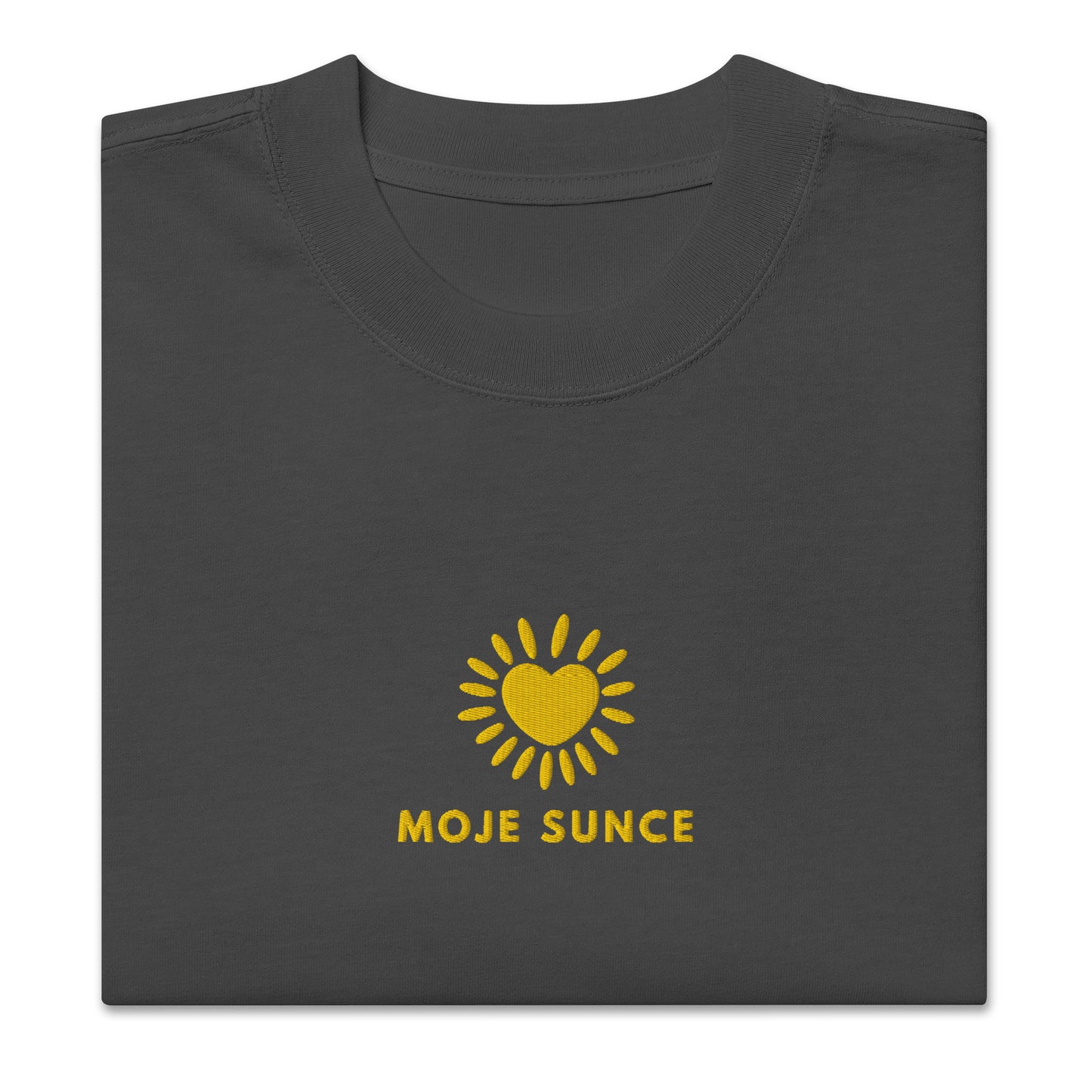 Oversized faded t-shirt - Moje sunce in faded black, front view, NASHE Balkan T-shirt