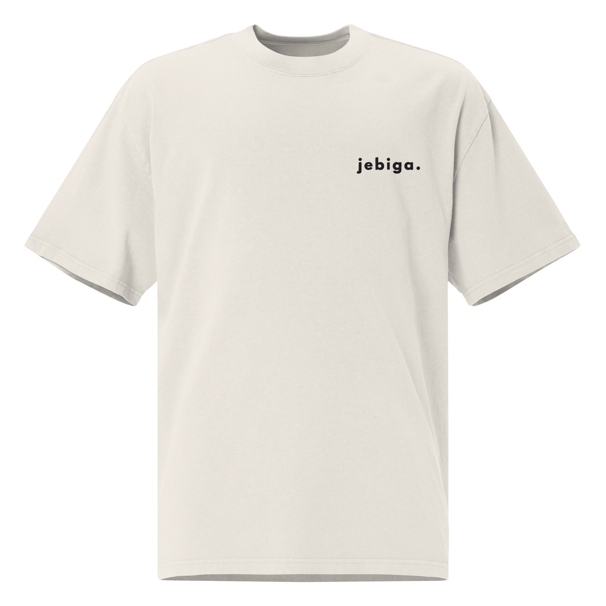 Oversized unisex faded t-shirt- jebiga in faded bone, front view, NASHE Balkan T-shirt