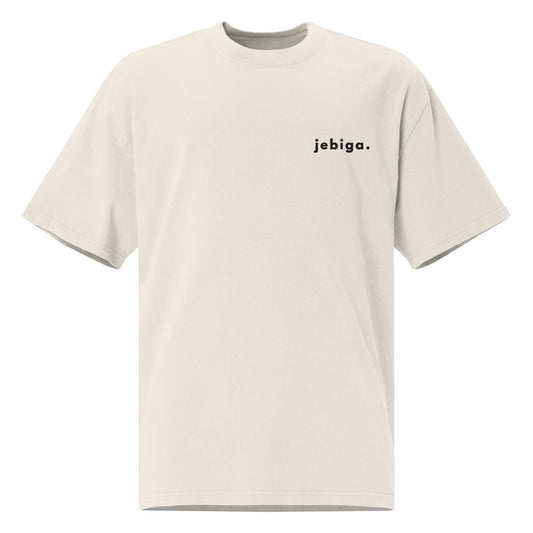 Oversized unisex faded t-shirt- jebiga in faded bone, front view, NASHE Balkan T-shirt