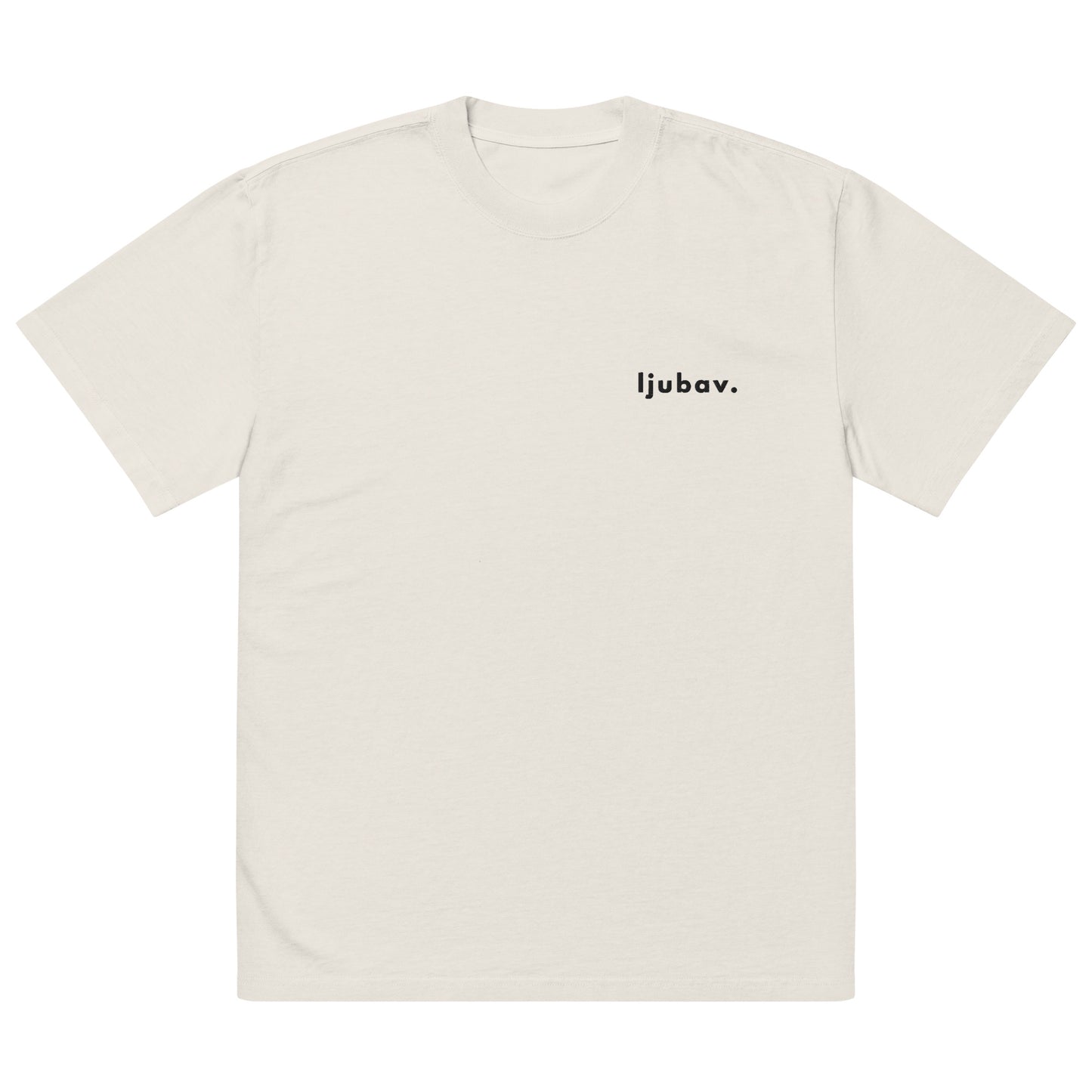 Oversized unisex faded t-shirt - ljubav. in faded bone, front view, NASHE Balkan T-shirt