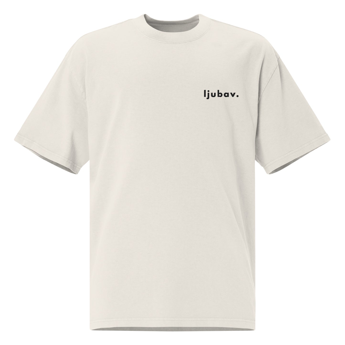 Oversized unisex faded t-shirt - ljubav. in faded bone, front view, NASHE Balkan T-shirt