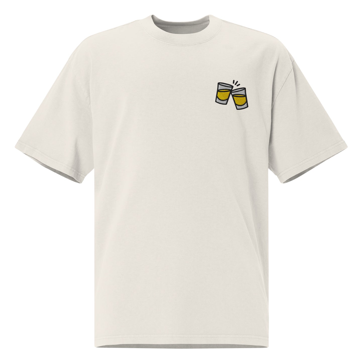 Oversized faded t-shirt - Rakijica in faded bone, front view, NASHE Balkan T-shirt
