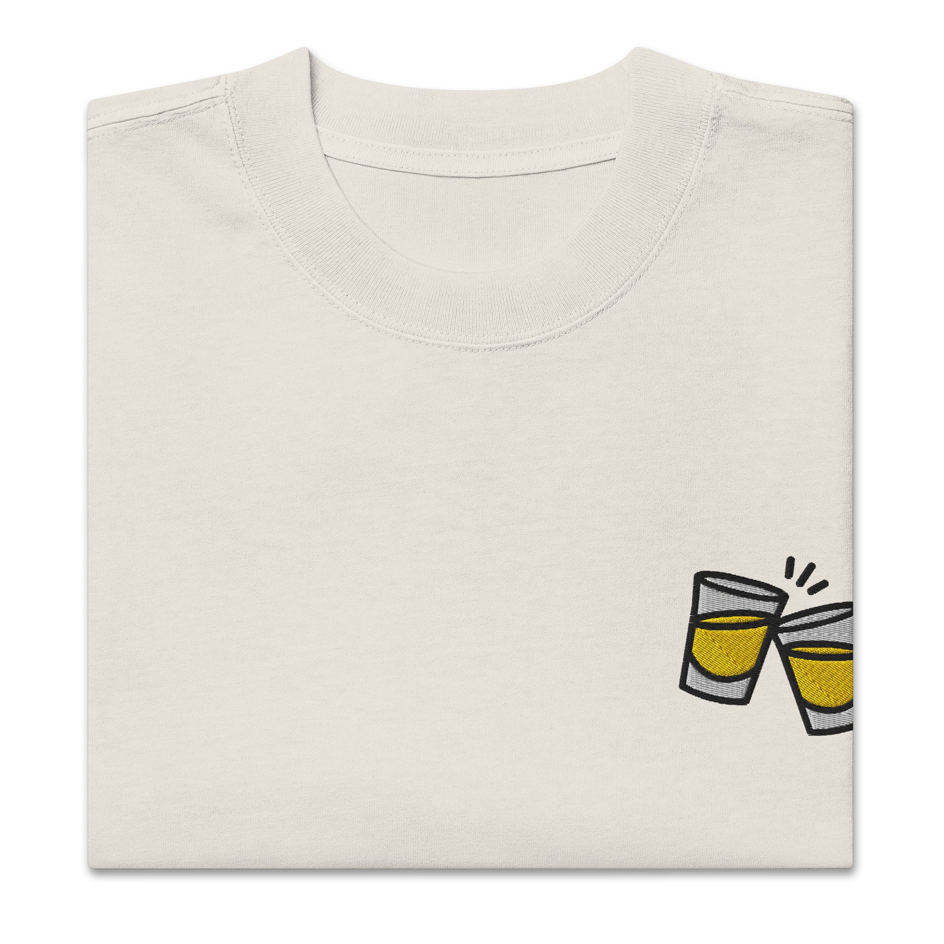 Oversized faded t-shirt - Rakijica in faded bone, front view, NASHE Balkan T-shirt