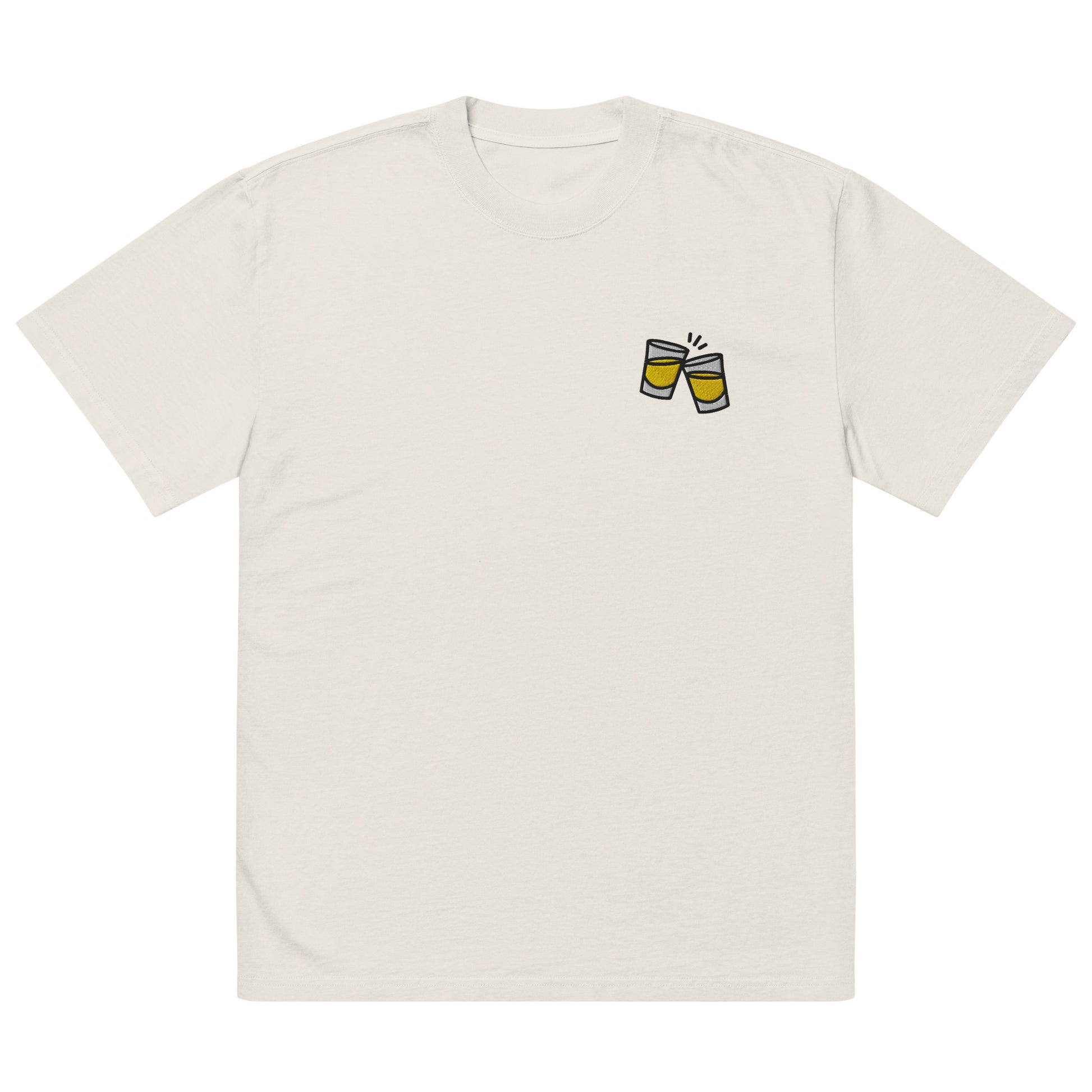 Oversized faded t-shirt - Rakijica in faded bone, front view, NASHE Balkan T-shirt