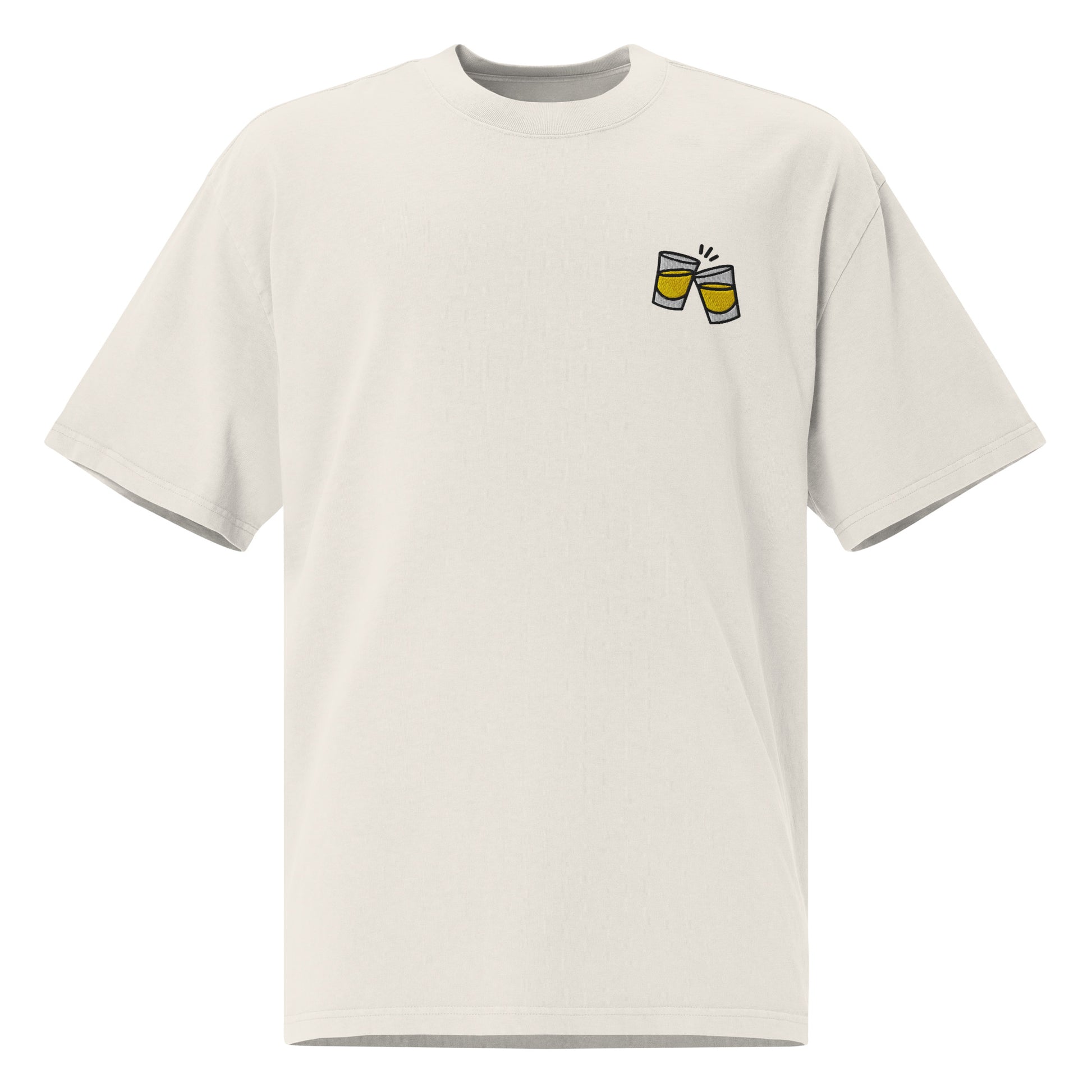 Oversized faded t-shirt - Rakijica in faded bone, front view, NASHE Balkan T-shirt