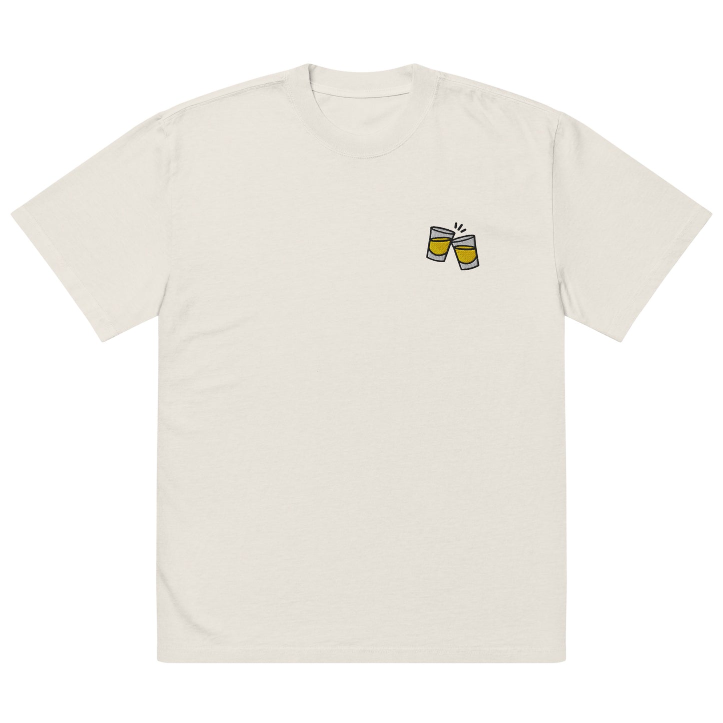 Oversized faded t-shirt - Rakijica in faded bone, front view, NASHE Balkan T-shirt