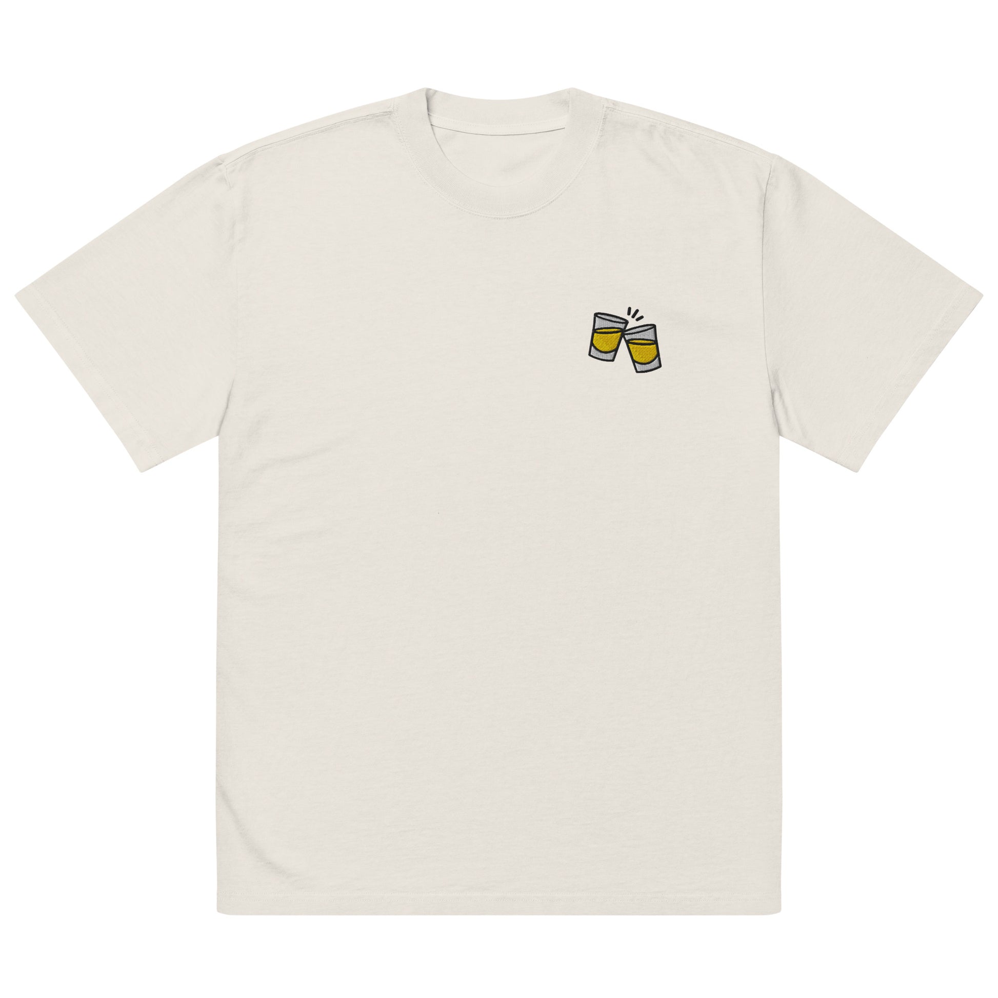 Oversized faded t-shirt - Rakijica in faded bone, front view, NASHE Balkan T-shirt