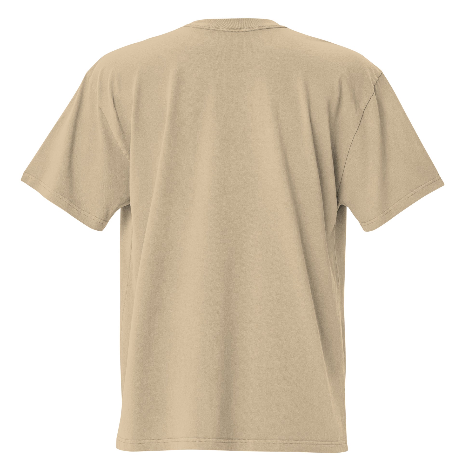 Oversized faded t-shirt - Ti biraš. in khaki, back view, NASHE Balkan T-shirt