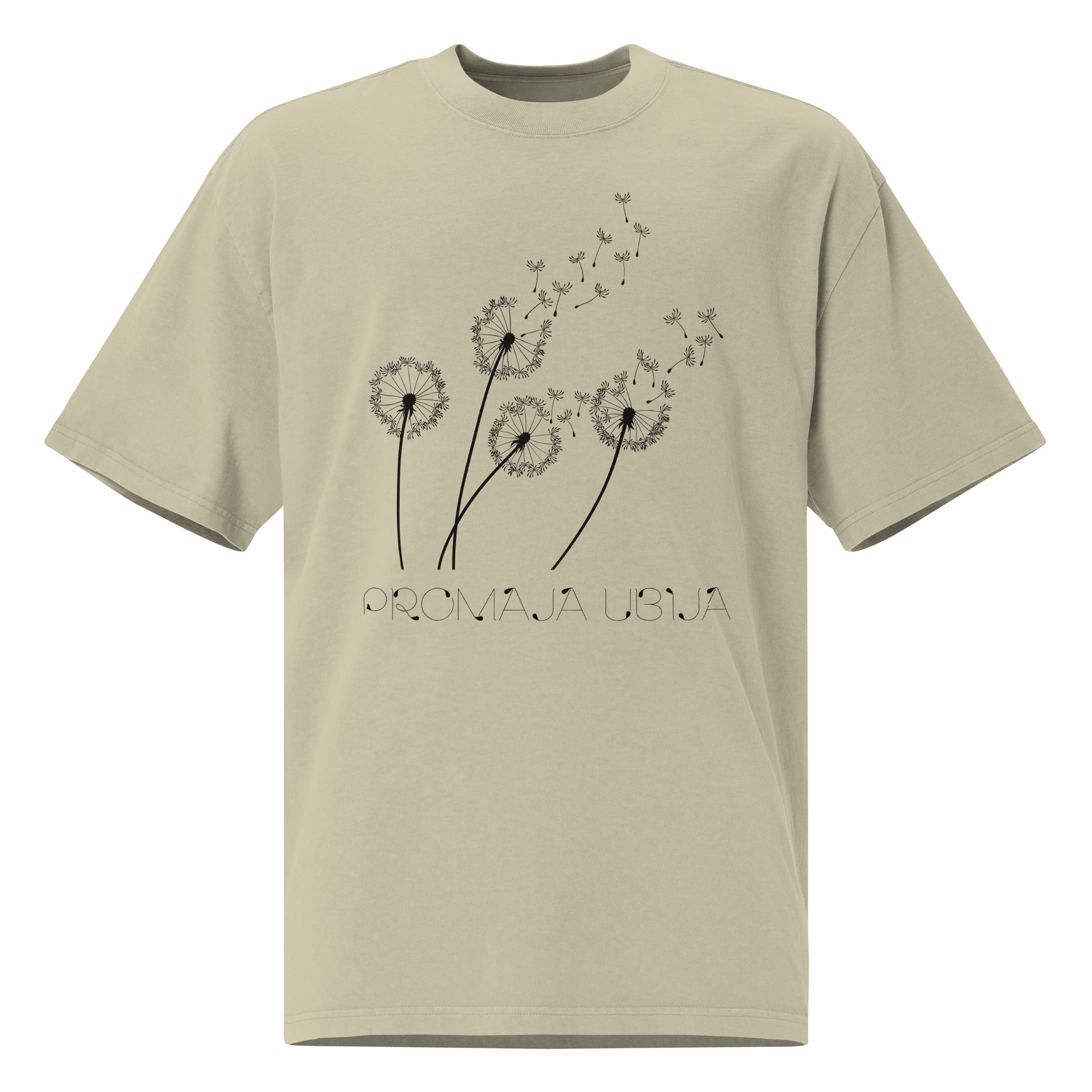 Oversized faded t-shirt - Promaja ubija in front view, NASHE Balkan T-shirt