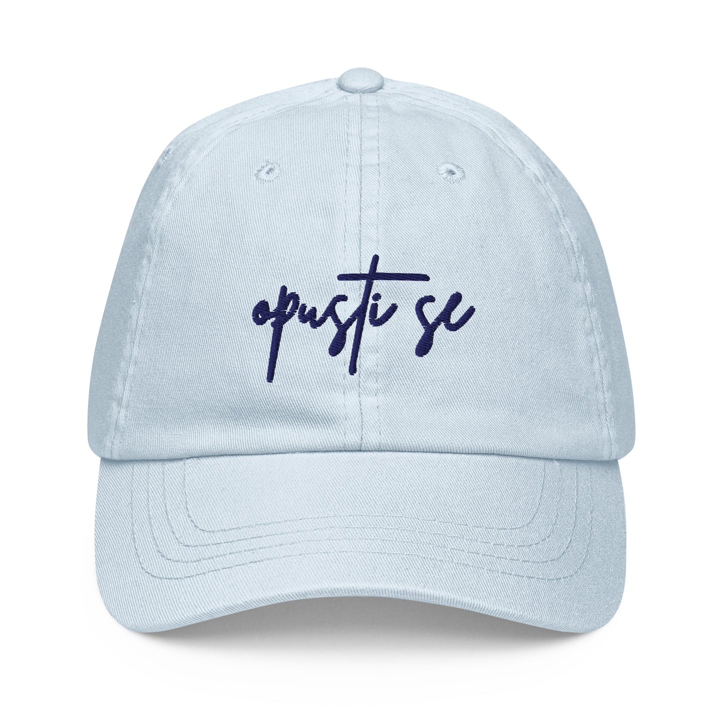 Pastel baseball hat women - Opusti se in blue, front view, NASHE Balkan cap