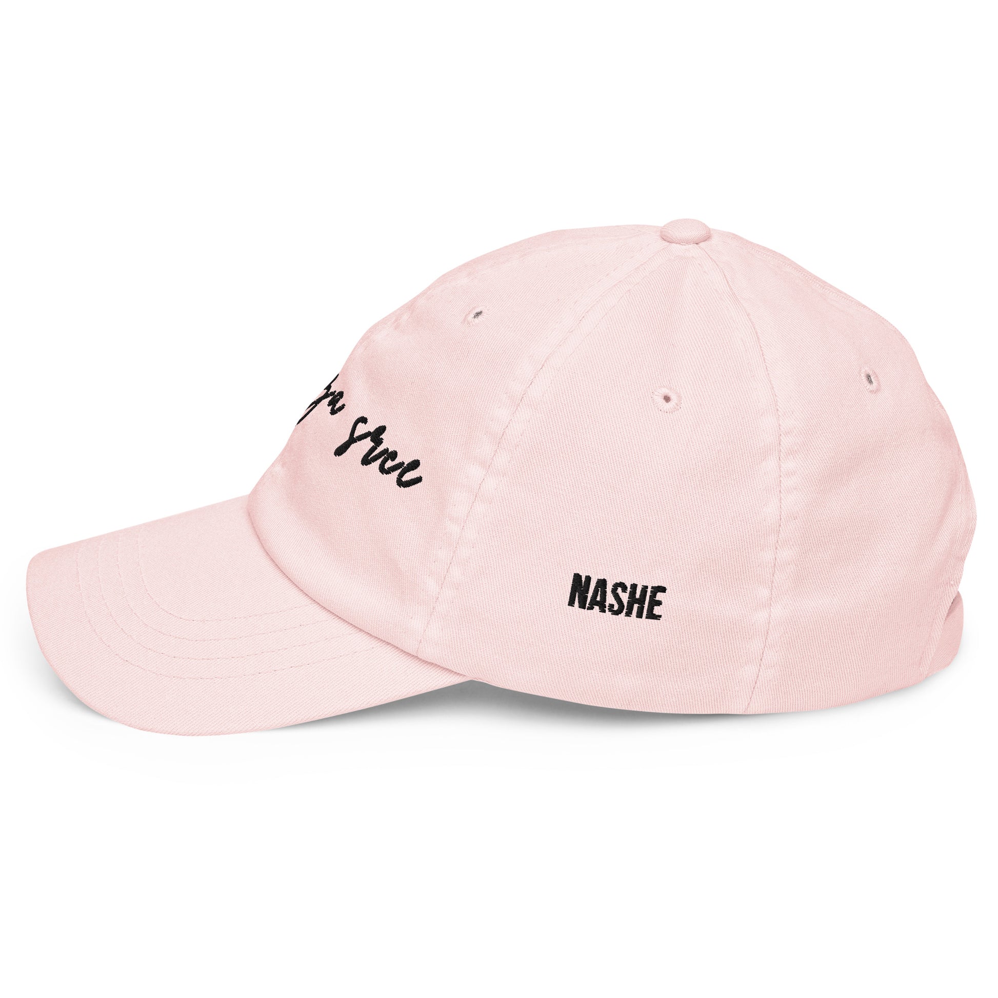 Pastel baseball hat - Lijek za srce in pastel pink, left view, NASHE Balkan cap