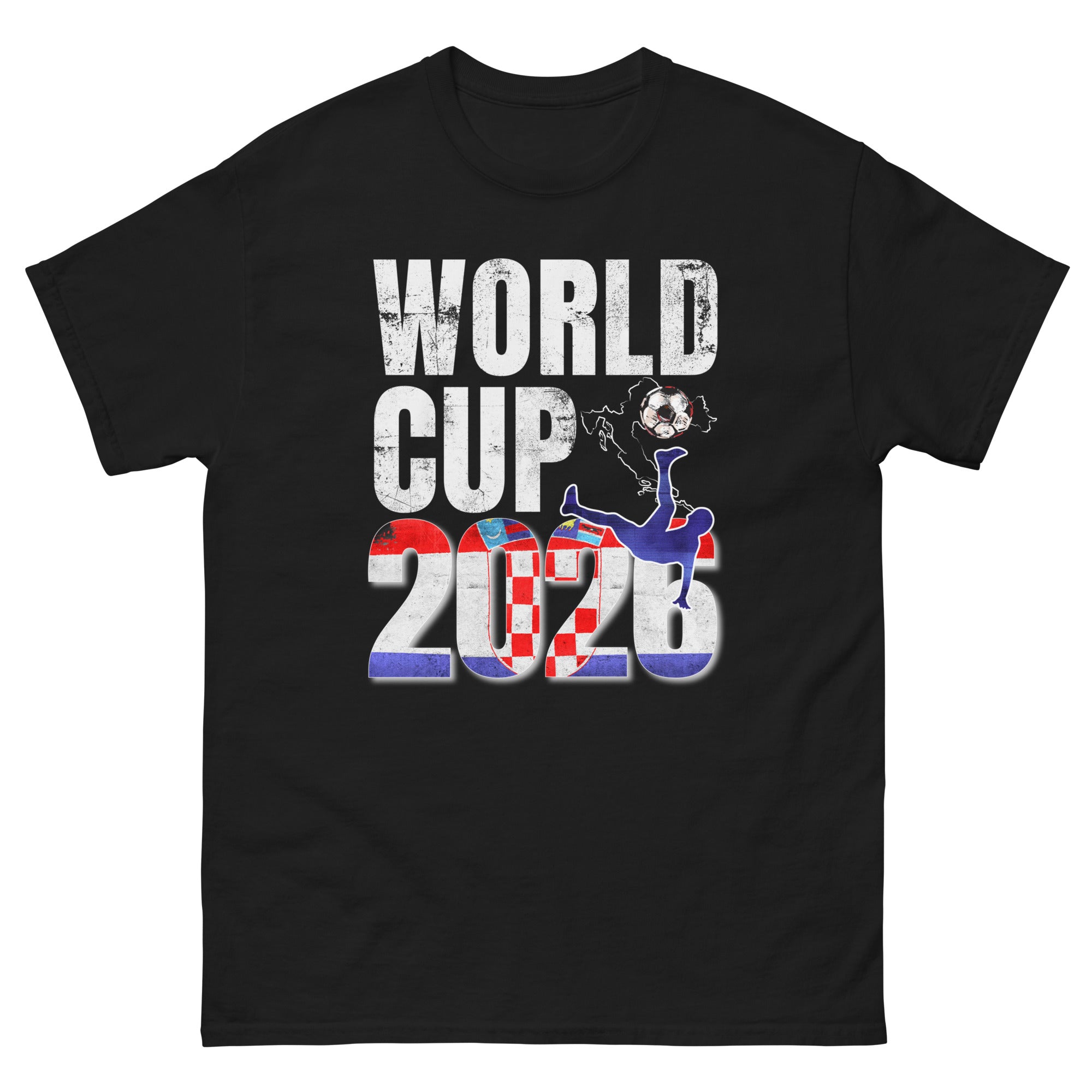 Unisex T-Shirt - NAŠI X WM EDITION '26 — CROATIA in black, front view, NASHE Balkan T-shirt