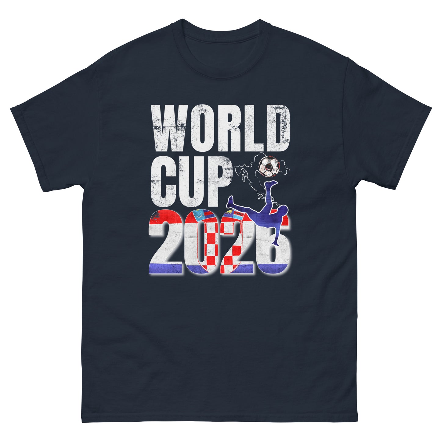 Unisex T-Shirt - NAŠI X WM EDITION '26 — CROATIA in navy, front view, NASHE Balkan T-shirt