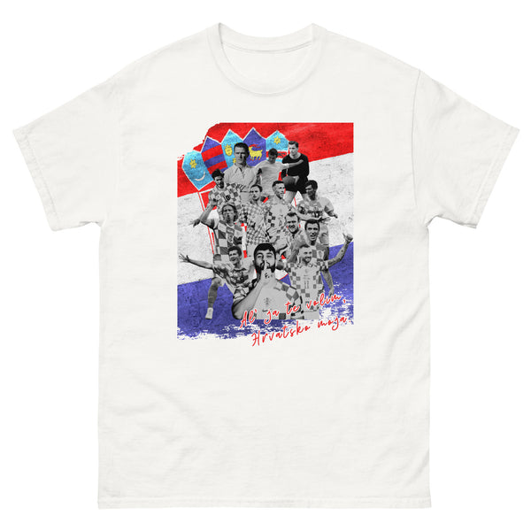 UNISEX T-SHIRT — NAŠI X WM EDITION '26 — CROATIA LEGENDS in white, front view, NASHE Balkan T-shirt