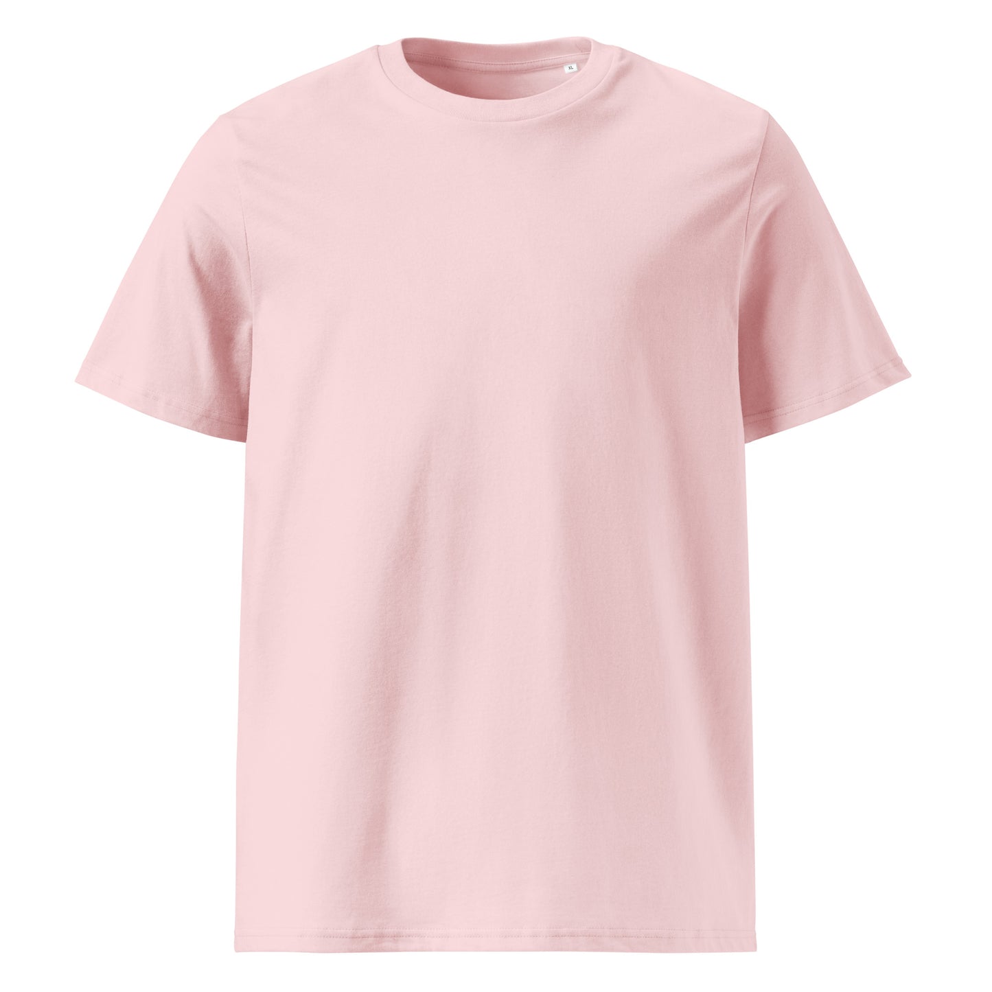 Unisex Organic Cotton T-Shirt - cvetaj gde te posade in pink, front view, NASHE Balkan T-shirt