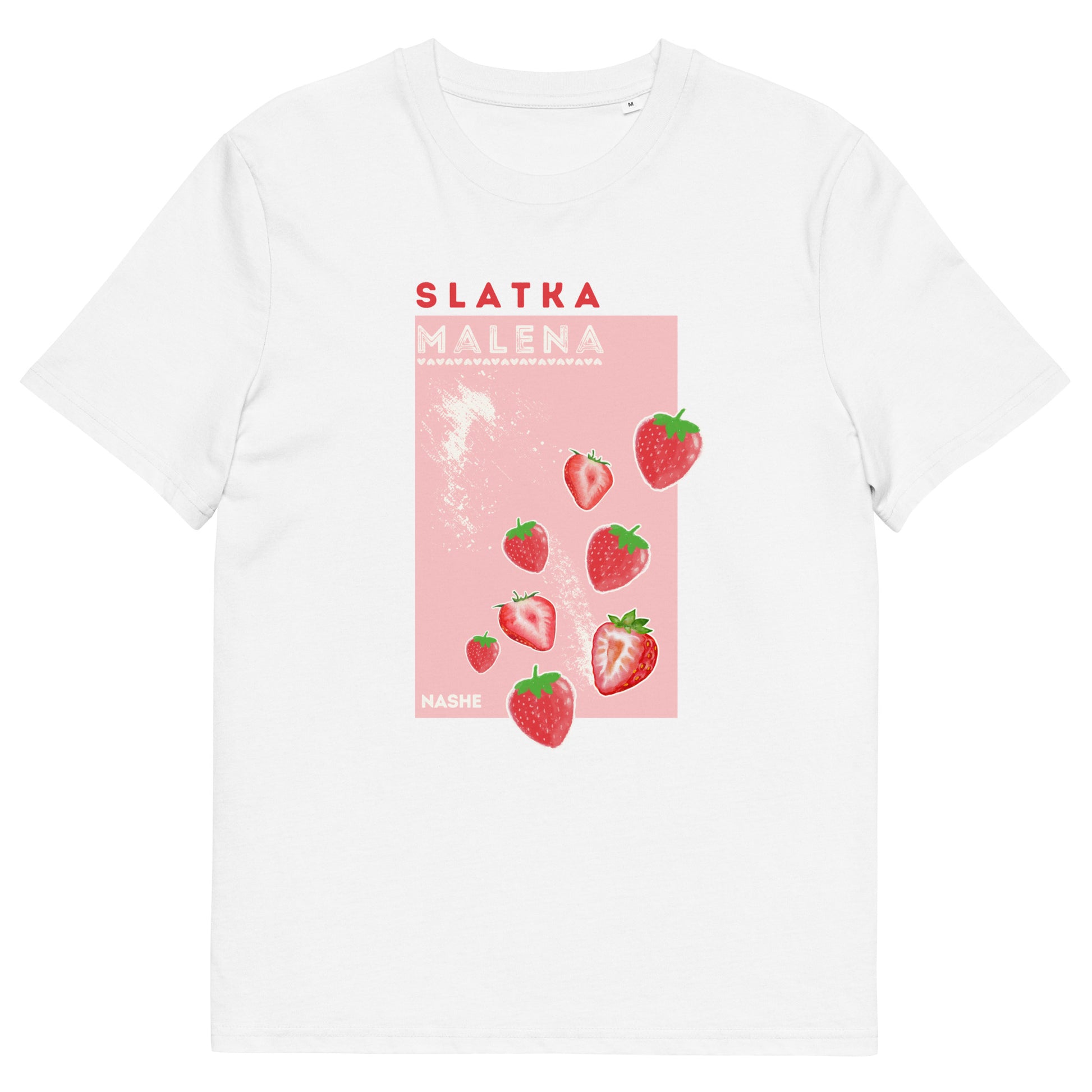 Organic Cotton T-Shirt women - Slatka mala in white, front view, NASHE Balkan T-shirt