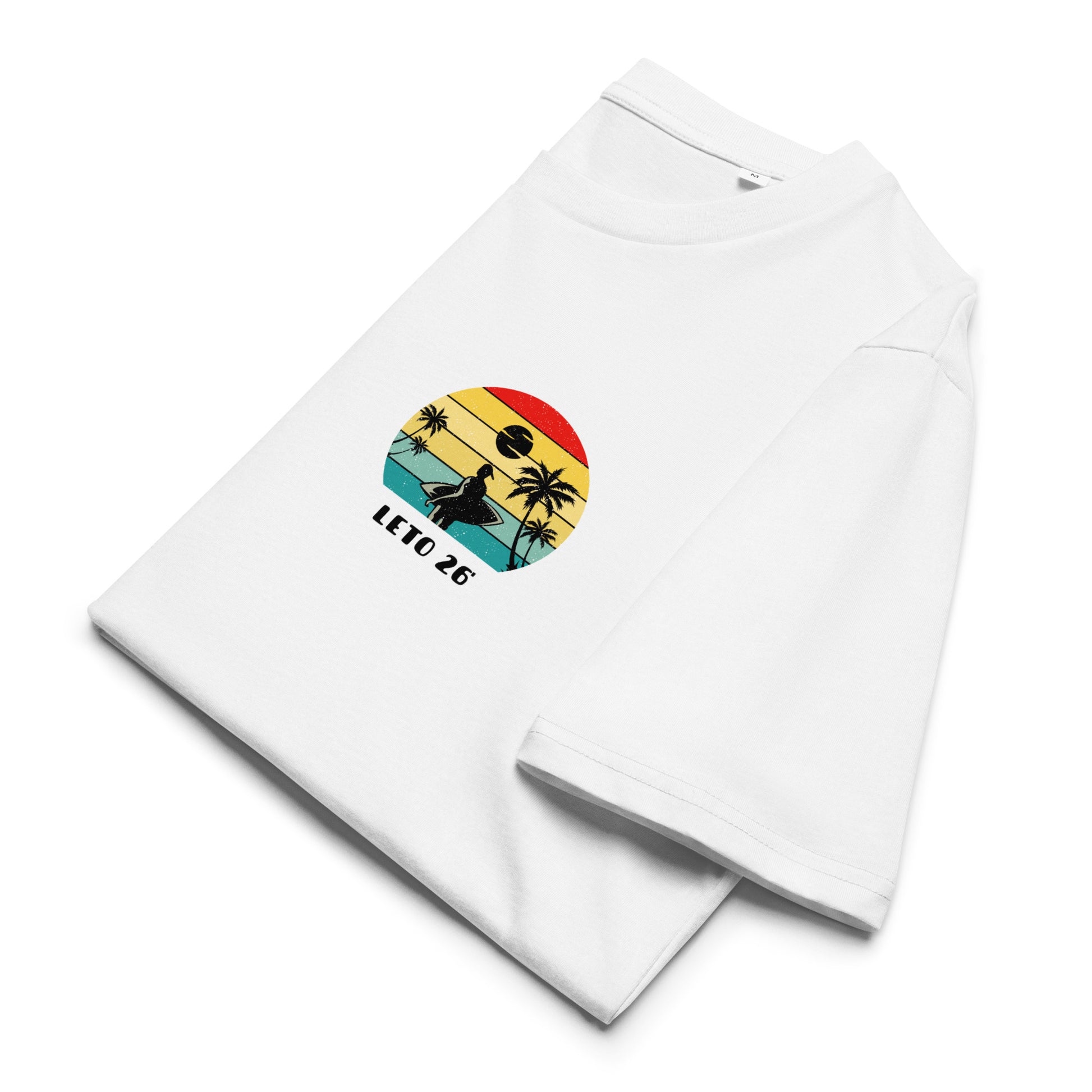 Unisex Organic T-Shirt - Leto 26’ in white, front view, NASHE Balkan T-shirt