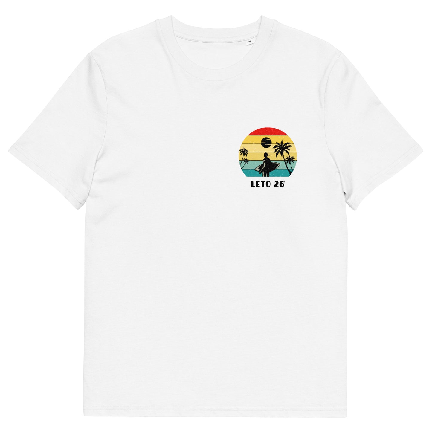 Unisex Organic T-Shirt - Leto 26’ in white, front view, NASHE Balkan T-shirt