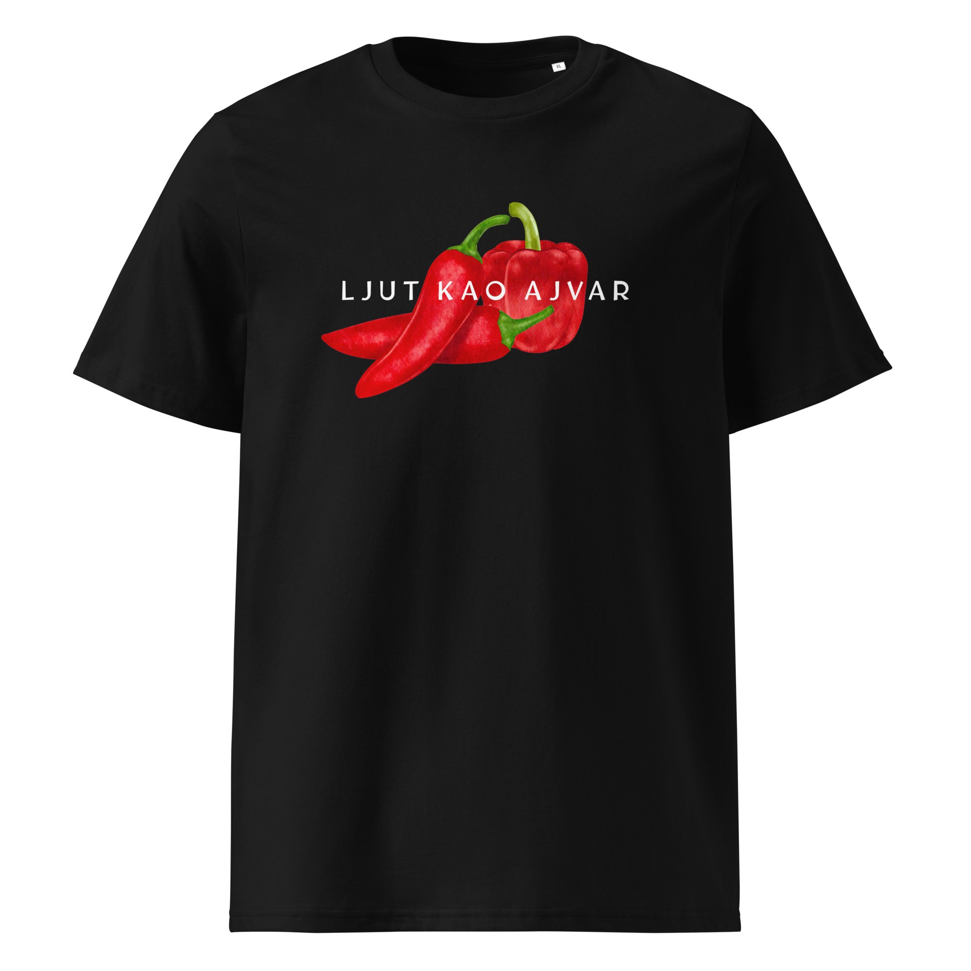 T-Shirt Men - Ljut kao ajvar in black, front view, NASHE Balkan T-shirt