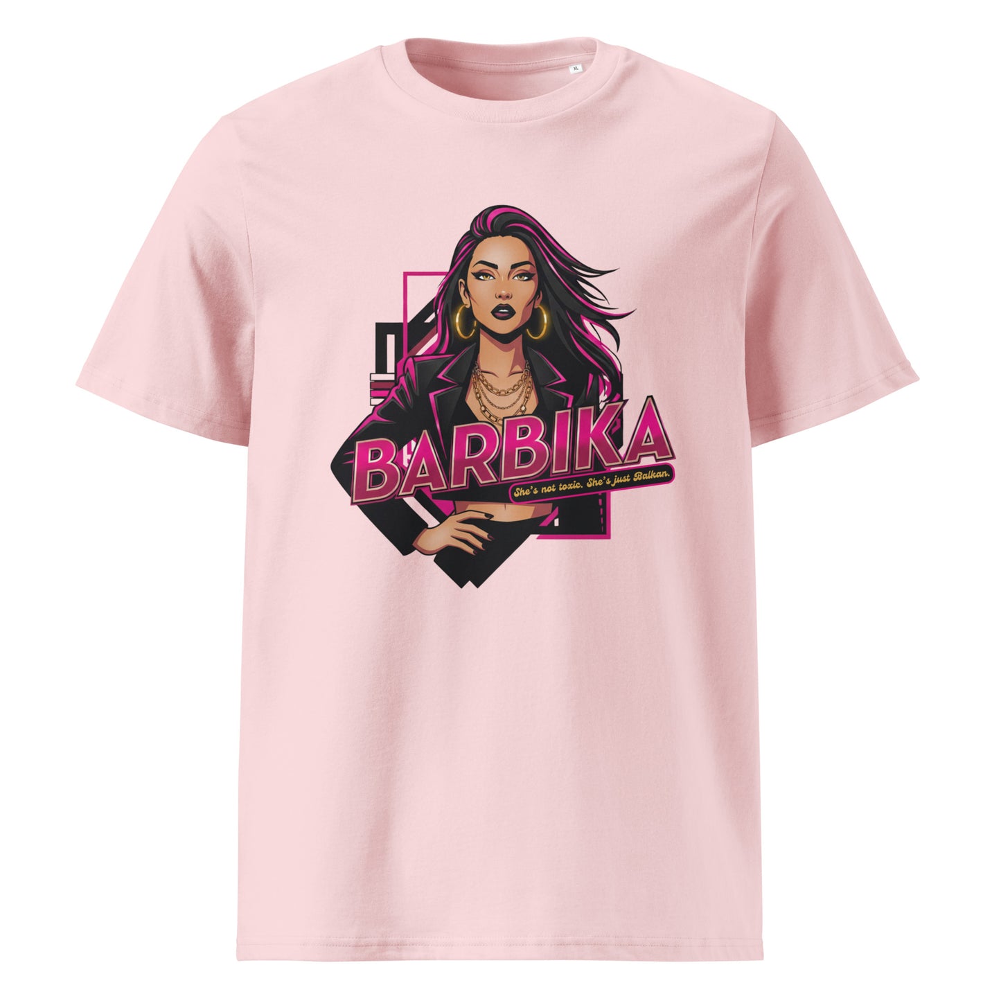 T-shirt women - BARBIKA in pink, front view, NASHE Balkan T-shirt