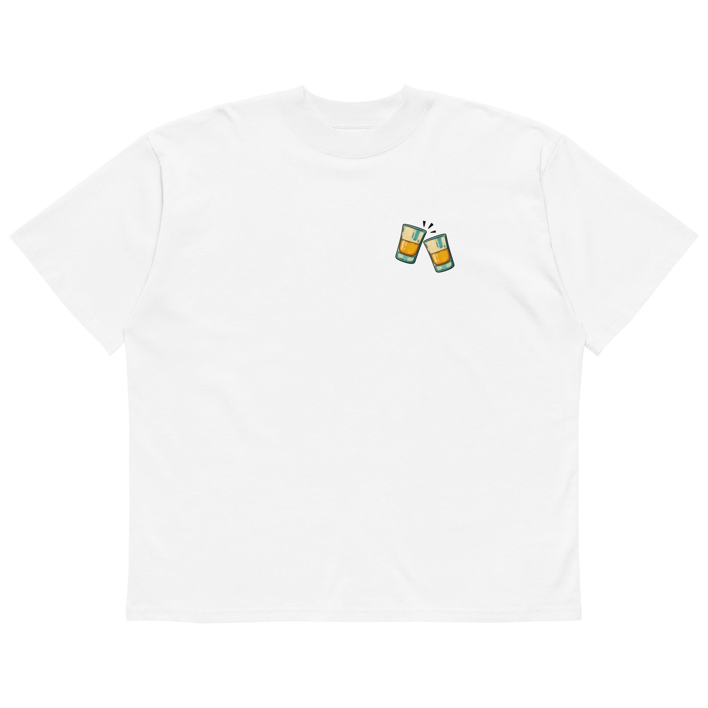 Organic oversized high neck t-shirt - Živeli. in white, front view, NASHE Balkan T-shirt