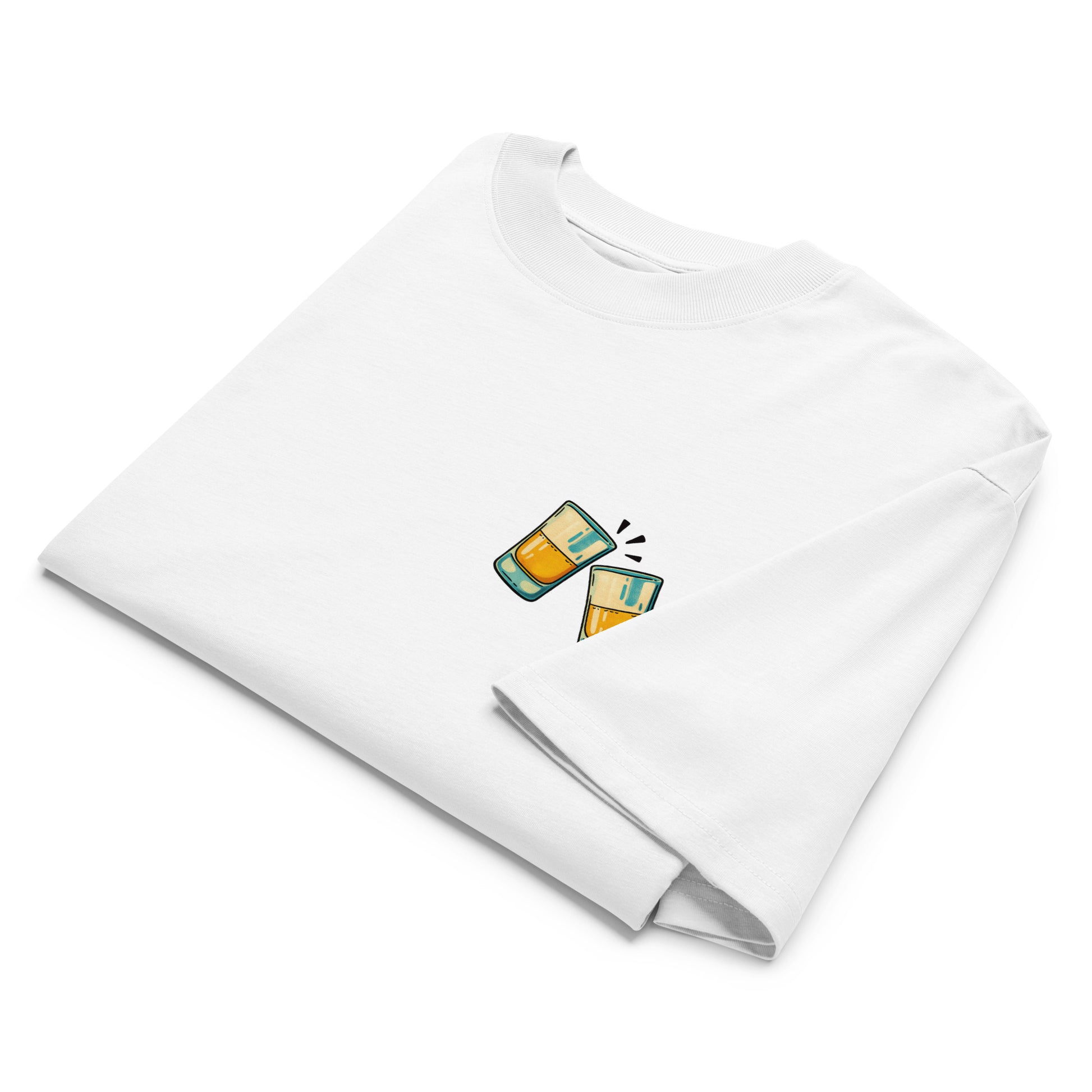 Organic oversized high neck t-shirt - Živeli. in white, front view, NASHE Balkan T-shirt