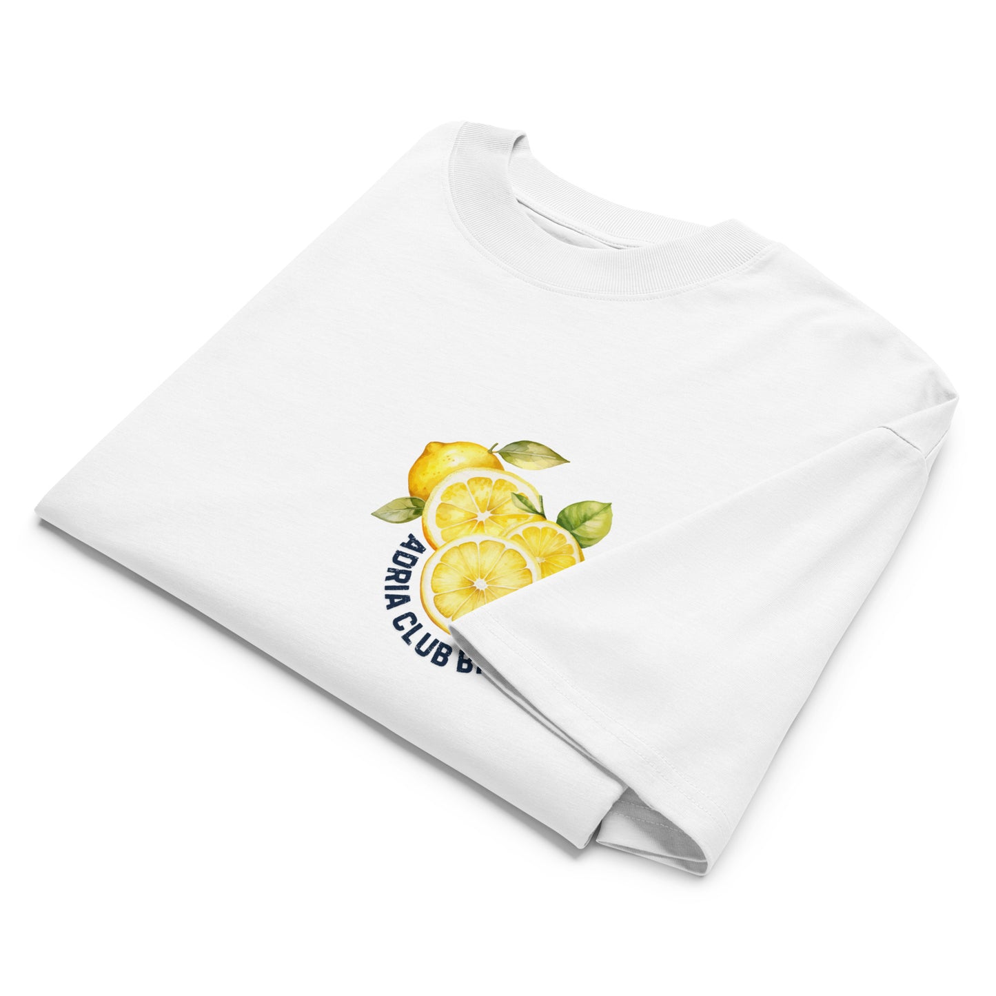 Organic oversized high neck t-shirt men - Adria club Balkan in white, front view, NASHE Balkan T-shirt