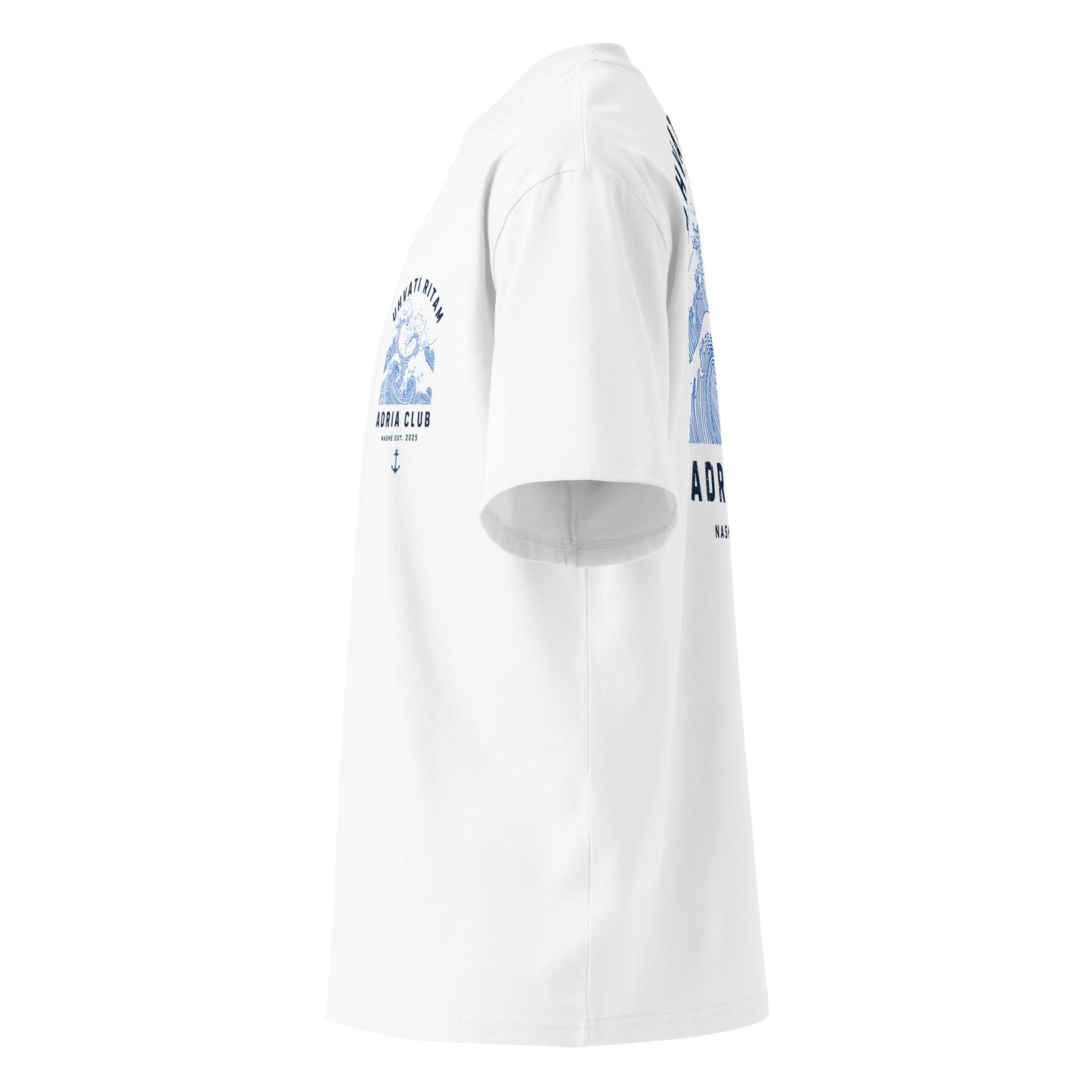 Organic oversized high neck t-shirt men - Uhvati ritam in white, NASHE Balkan T-shirt