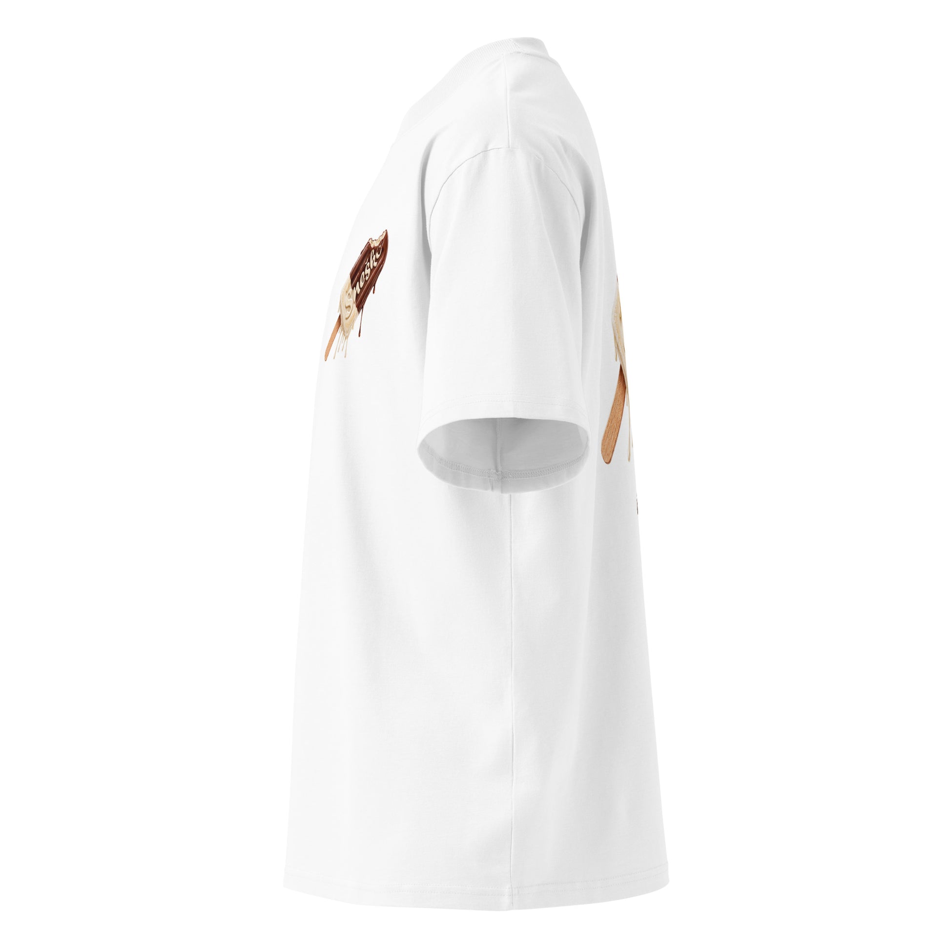 Organic oversized high neck t-shirt - Sneško in white, NASHE Balkan T-shirt