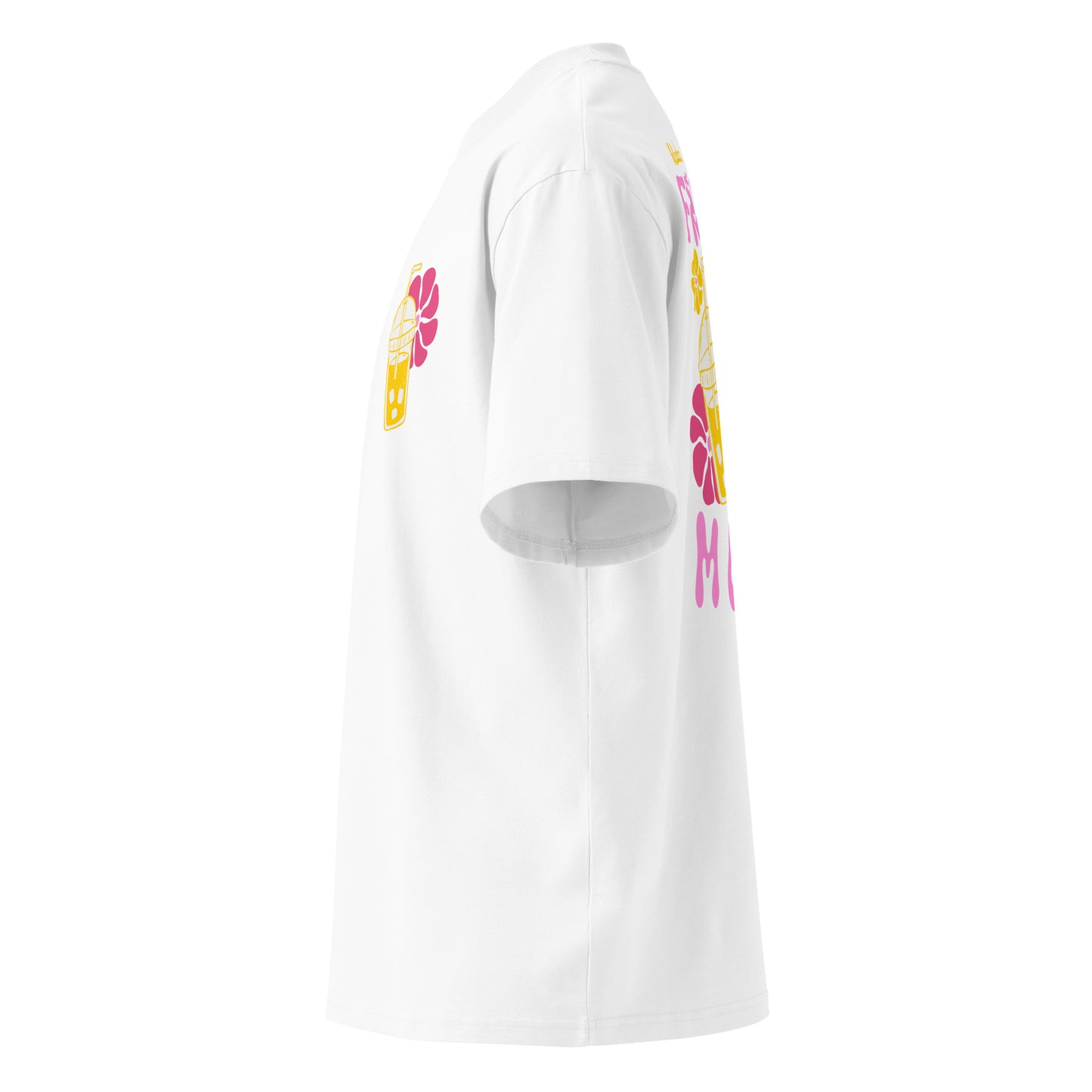 Organic oversized high neck t-shirt women - Hladan frappé i mora mi daj in white, NASHE Balkan T-shirt